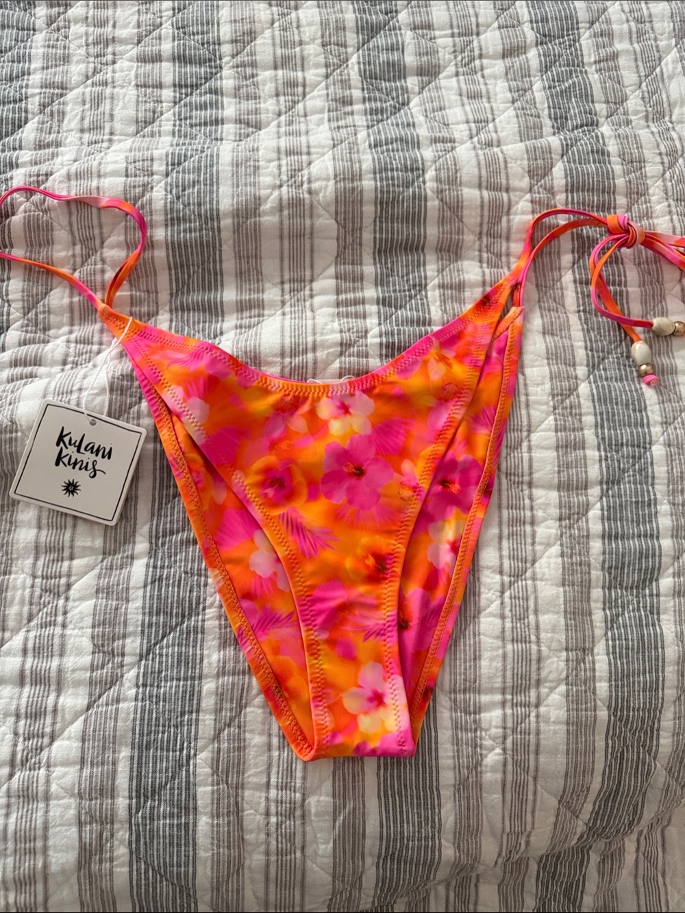 Kulani Kinis Pink and Orange Floral' Swim Bottom